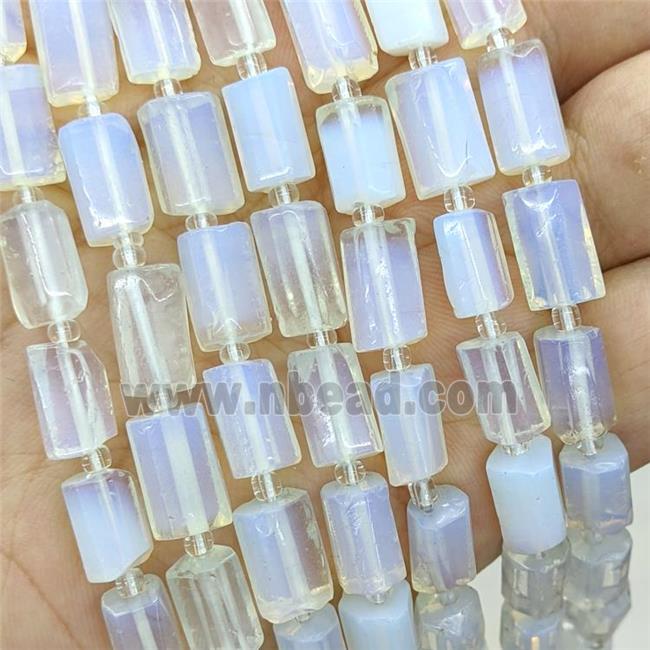 White Opalite Tube Beads