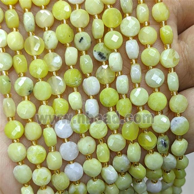 Natural Lemon Jade Beads Faceted Coin