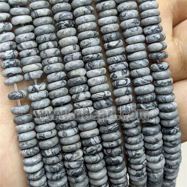 Natural Gray Map Jasper Heishi Beads