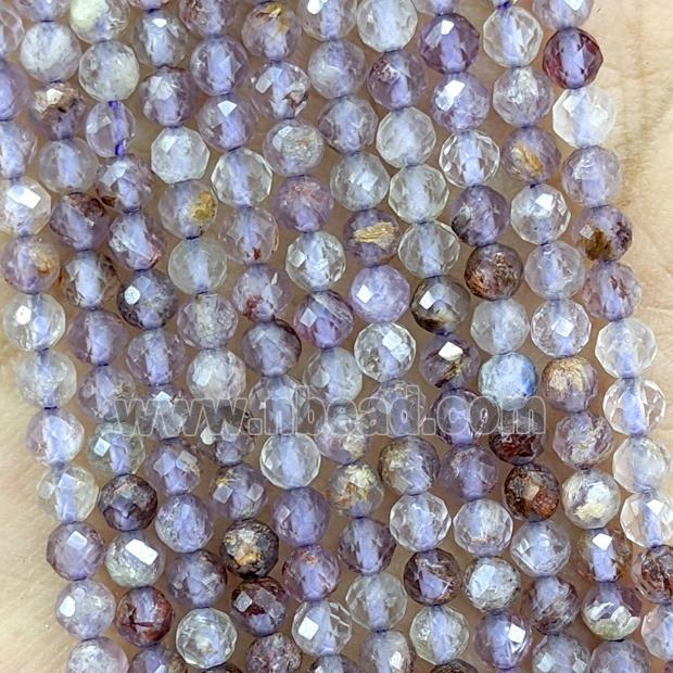 Natural Purple Phantom Quartz Beads Faceted Round Tiny