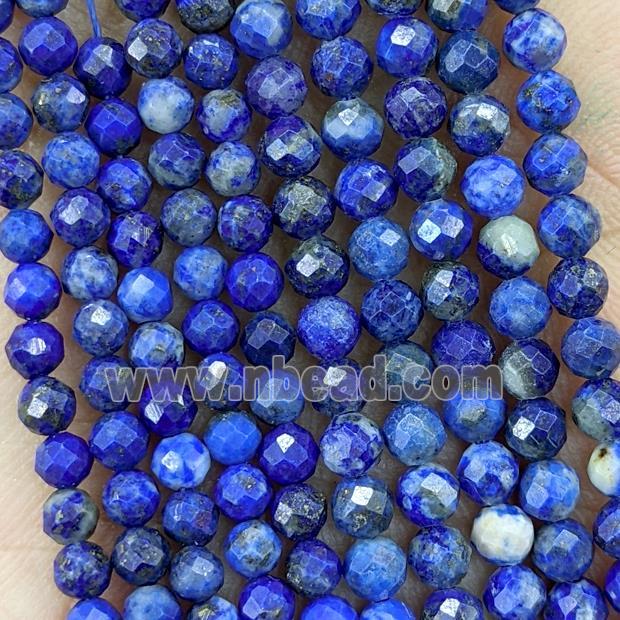 Natural Lapis Lazuli Beads Faceted Round Pony Blue