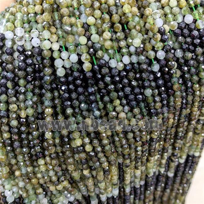 Natural Tourmaline Beads Green Faceted Round