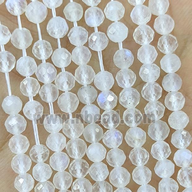 Natural White Moonstone Beads Pony Rainbow Faceted Round