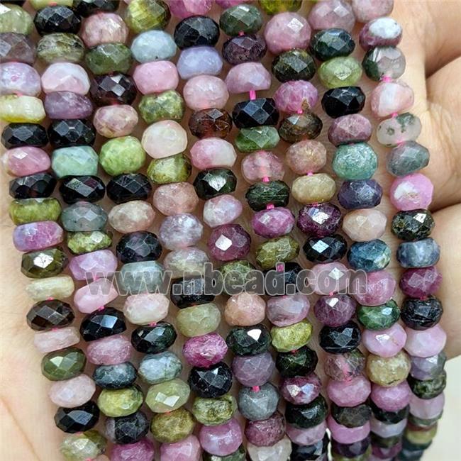 Natural Tourmaline Beads Multicolor Faceted Rondelle