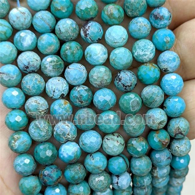 Natural Chinese Turquoise Beads Blue Faceted Round