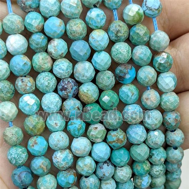 Natural Chinese Turquoise Beads Green Faceted Round