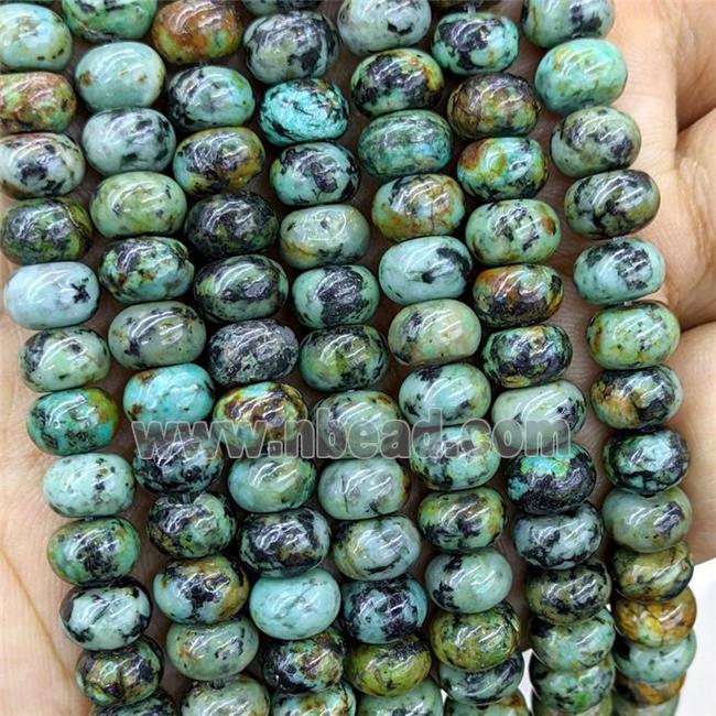 Natural African Turquoise Beads Green Smooth Rondelle