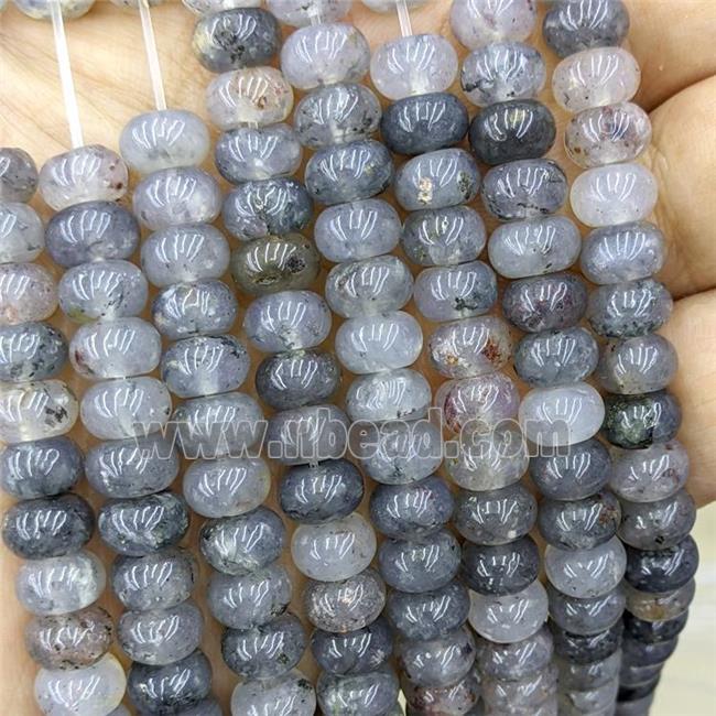 Natural Sesame Cloudy Quartz Beads Gray Smooth Rondelle