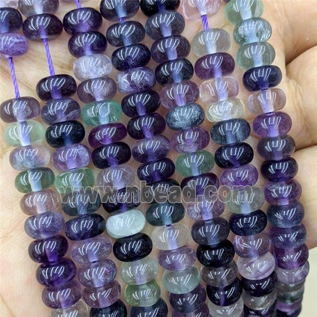 Natural Fluorite Beads Multicolor Smooth Rondelle