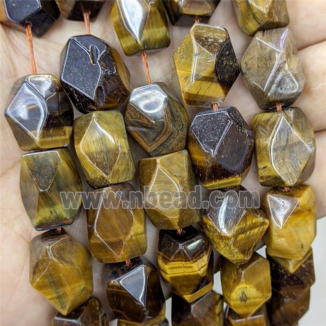 Natural Tiger Eye Stone Beads Faceted Freeform