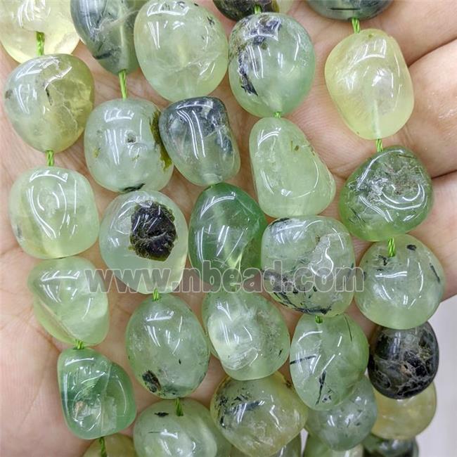 Natural Green Prehnite Beads Nugget Freeform