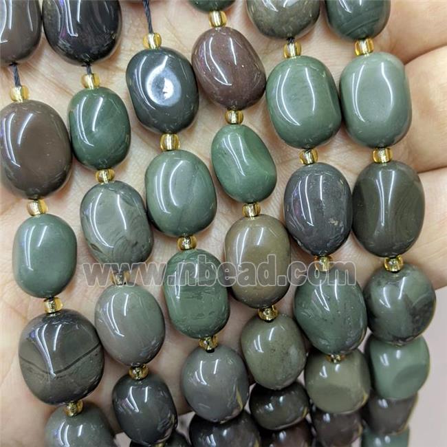 Natural Chinese Alashan Agate Beads Nugget Darkgreen Freeform