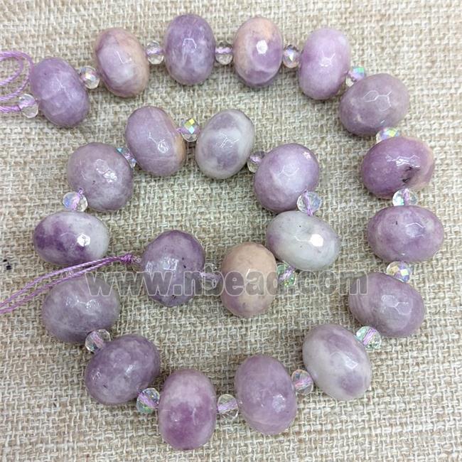 Natural Chinese Lepidolite Beads Purple Faceted Rondelle