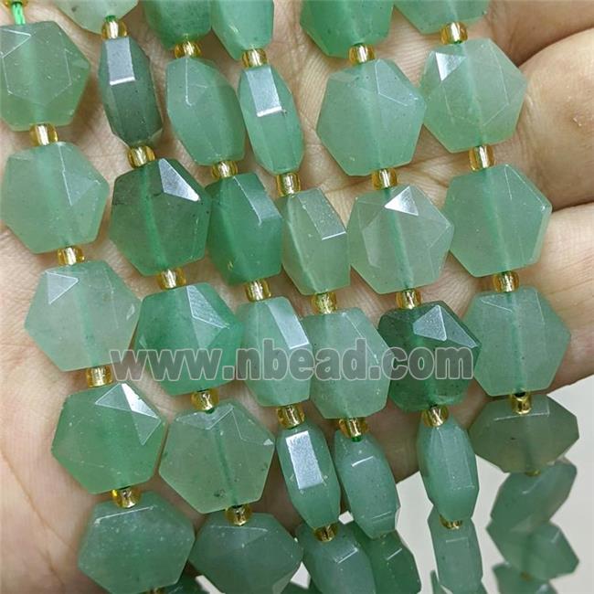 Natural Green Aventurine Hexagon Beads