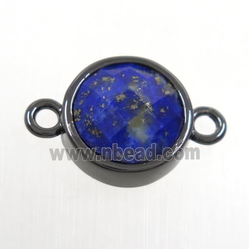 blue Lapis circle connector, black plated
