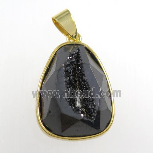black Druzy Agate teardrop pendant
