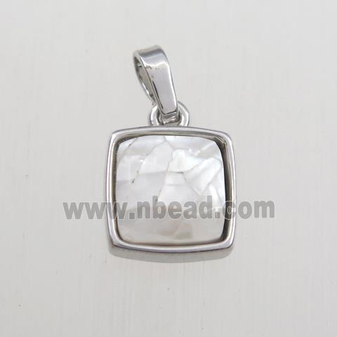 white Paua Abalone shell pendant, platinum plated