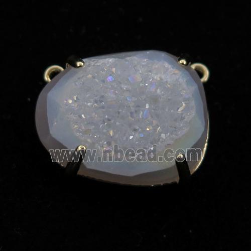 white AB-color Agate Druzy teardrop pendant