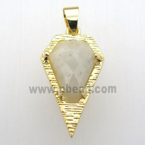 white moonstone teardrop pendant, gold plated