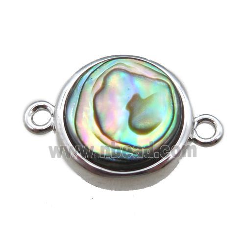 Abalone Shell circle connector, platinum plated