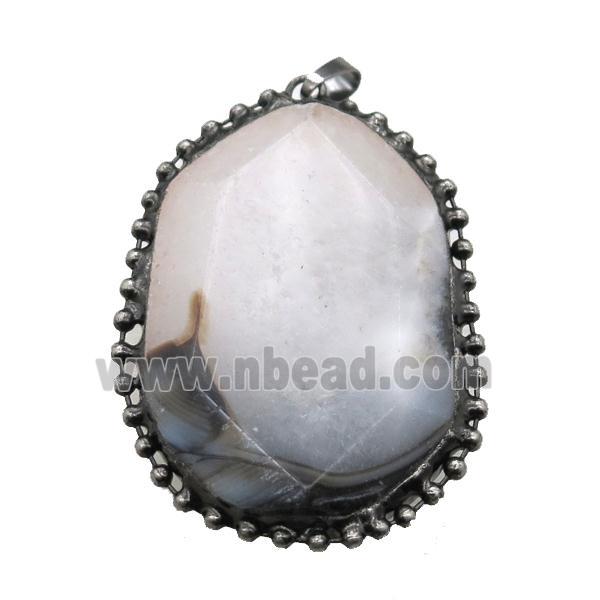 Agate pendant, black plated