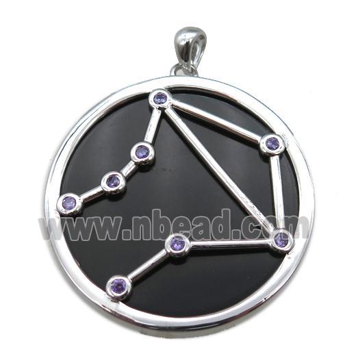 black Obsidian Libra pendant, circle