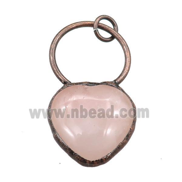 Rose Quartz heart pendant, antique red