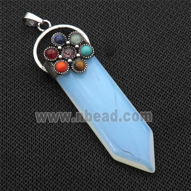 White Opalite Arrowhead Pendant Chakra Antique Silver