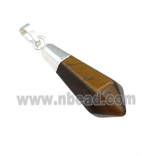 Tiger Eye Stone Pendulum Pendant Silver Plated