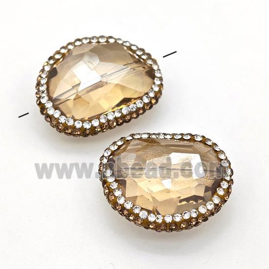 Chinese Crystal Glass Beads Pave Rhinestone Champagne