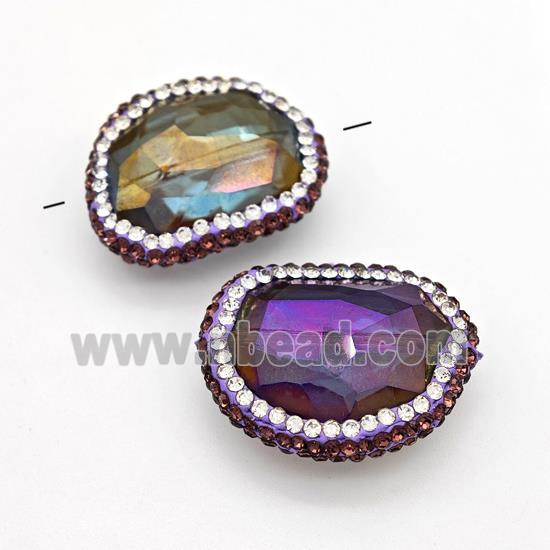 Chinese Crystal Glass Beads Pave Rhinestone Rainbow