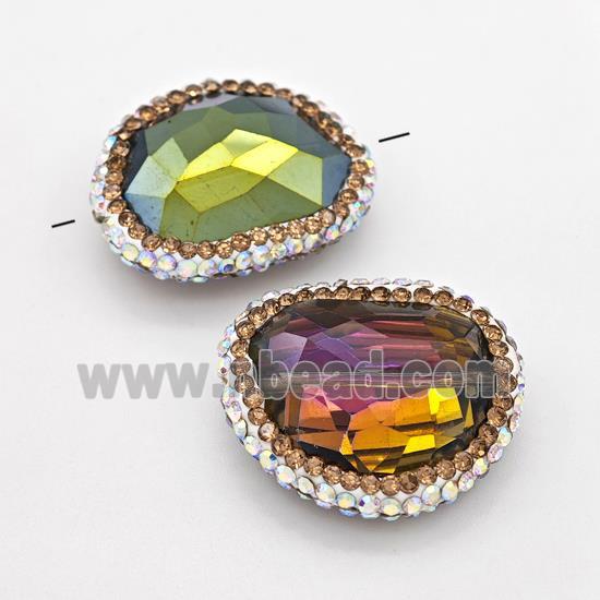 Chinese Crystal Glass Beads Pave Rhinestone Rainbow