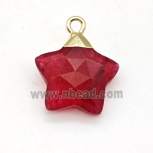 Natural Jade Star Pendant Red Dye