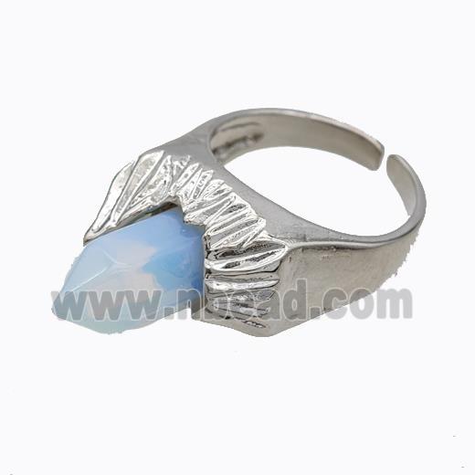 Copper Rings Pave Prism Opalite Platinum Plated