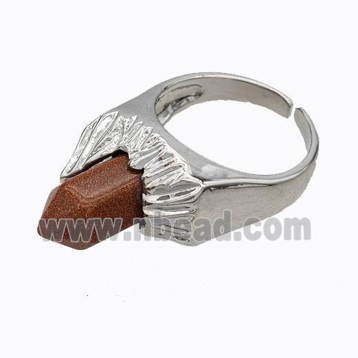 Copper Rings Pave Prism Golden Sandstone Platinum Plated