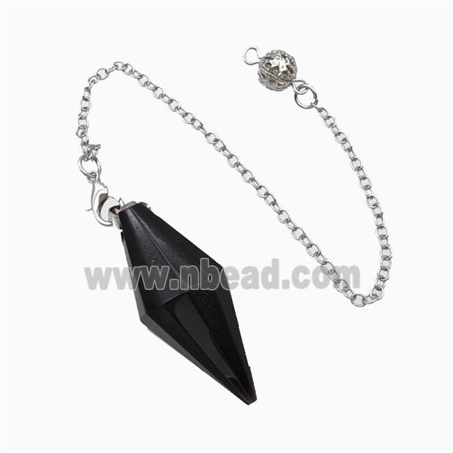 Black Obsidian Pendulum Pendant With Chain