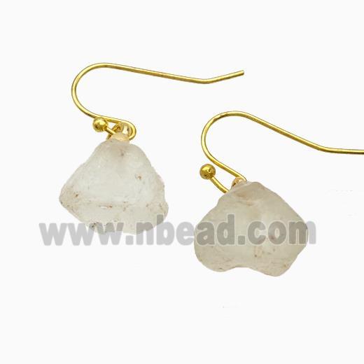 Crystal Quartz Nugget Copper Hook Earrings Gold Plated