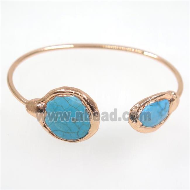 blue Turquoise cuff bangle, rose gold