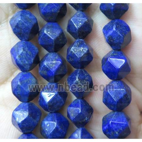 faceted round Lapis Lazuli beads ball, blue, starcut