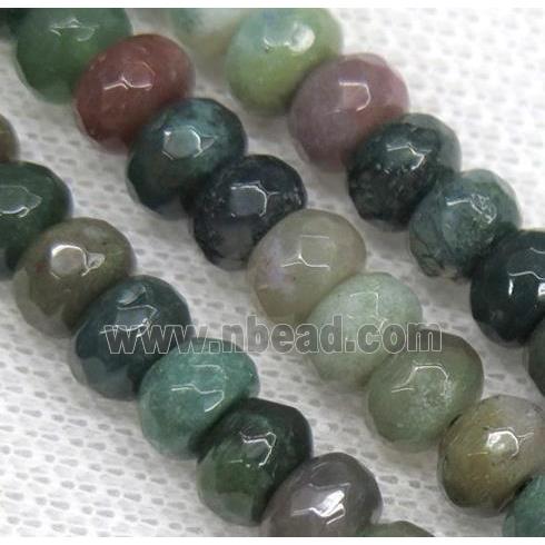 India Agate bead, faceted rondelle