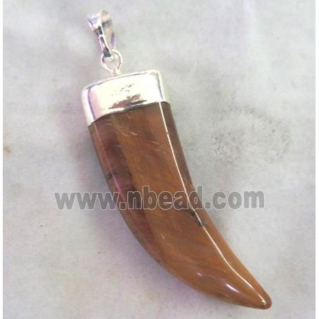 Tiger Eye Stone Horn Pendant