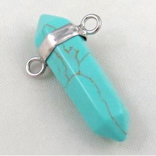 green turquoise bullet pendant with 2holes