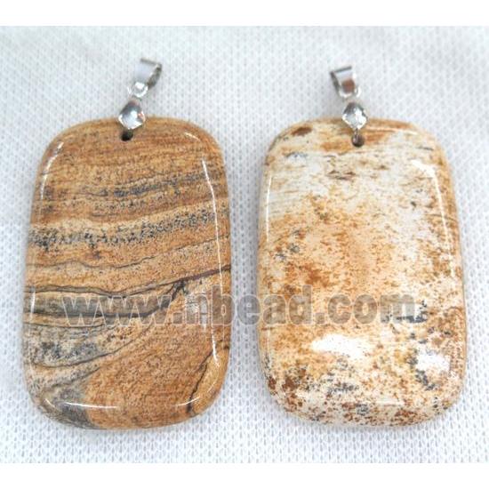 Picture Jasper rectangle pendant, yellow