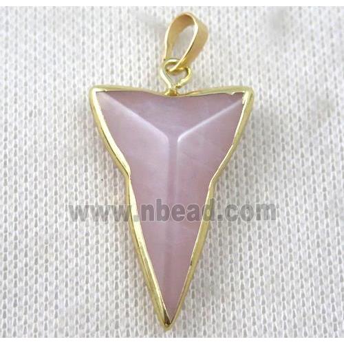 Rose Quartz dart pendant, gold plated