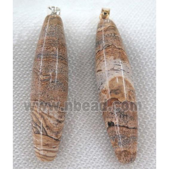 picture jasper pendant, rice shape