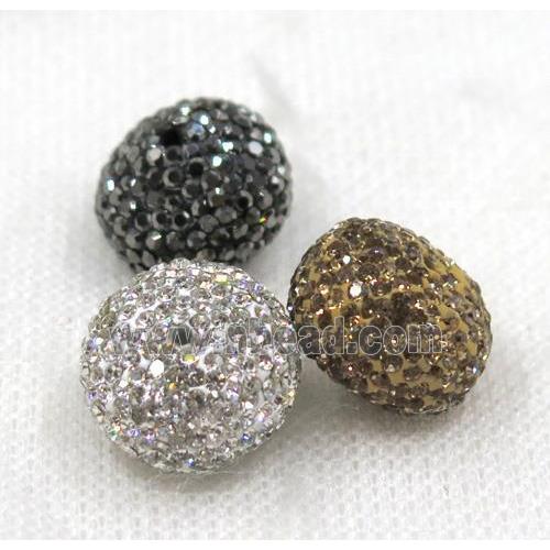 resin beads paved rhinestone, rondelle, mix color