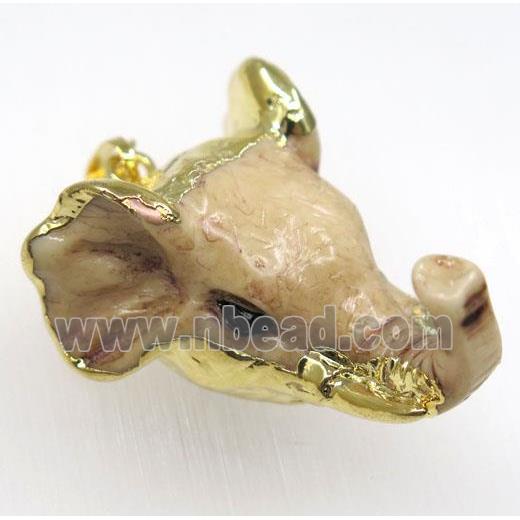 resin elephantHead pendant, gold plated