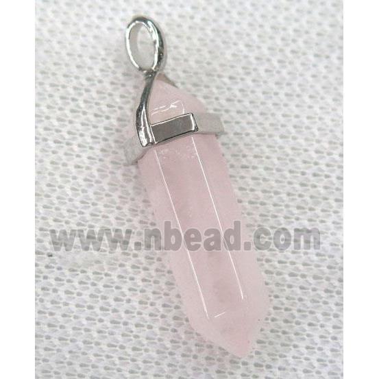 rose quartz bullet pendant, pink