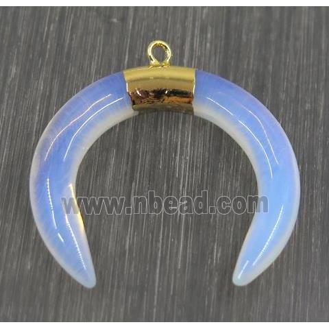 white opalite crescent pendant, gold plated