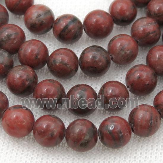 Natural Red Sesame Jasper Beads Smooth Round